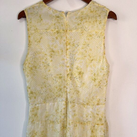 LAUREN Ralph Lauren Floral Yellow & Cream Sleeveless Midi Dress - Picture 8 of 11